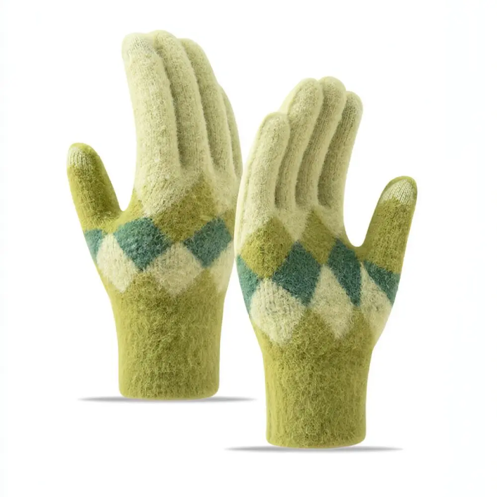 Thermal Knitted Gloves For Women Winter Touchscreen Mittens Plush Lined Soft Thick Warm Cold Weather Outdoor Cycling Daily Wear