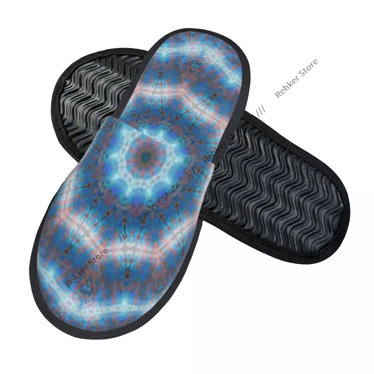 Soft Slippers Abstract Colorful Psychedelic Hypnotic Non-Slip Floor Indoor Home Furry Slippers Shoes For Bedroom
