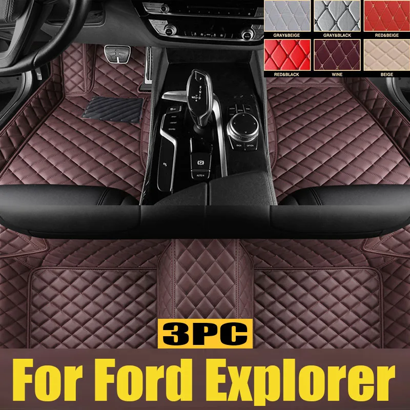 Car Floor Mat For Ford Explorer Classic U502 7seat 2016~2019 Non-slip Pad Waterproof Pads Rugs Leather Floor Mat Car trunk mat