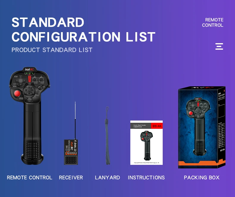 HotRC DS4A 2.4G 4CH รีโมทคอนโทรลวิทยุระบบ 4 V-9 V เครื่องส่งสัญญาณ F-04A ตัวรับสัญญาณ PWM สําหรับ RC รถถังเรือ Drone เครื่องบิน Part