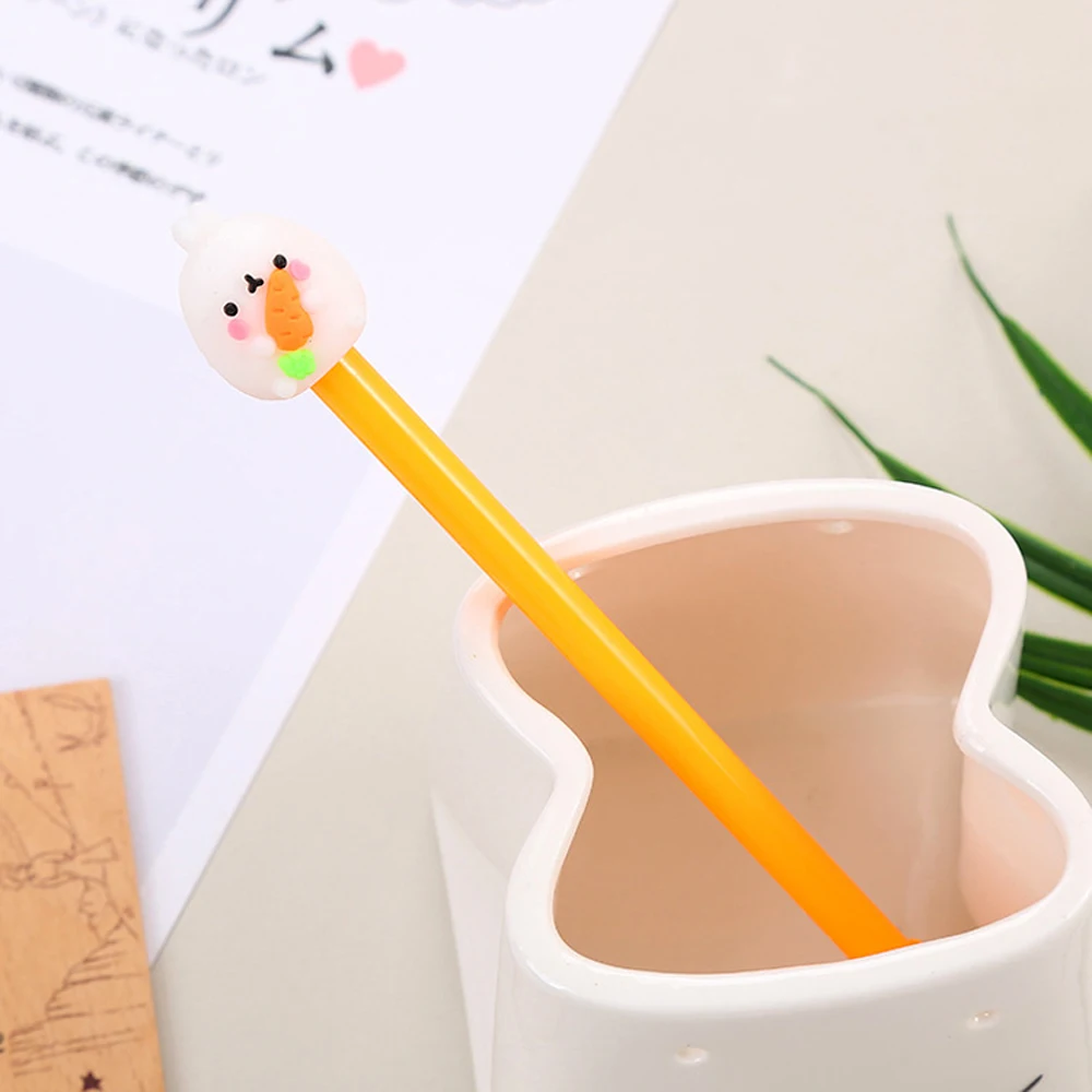 4Pcs Cartoon Gel Pens Set Creative Cute Rabbit Neutral Pen Learning Stationery Student Black Test Pens Writing Tools Wholesale