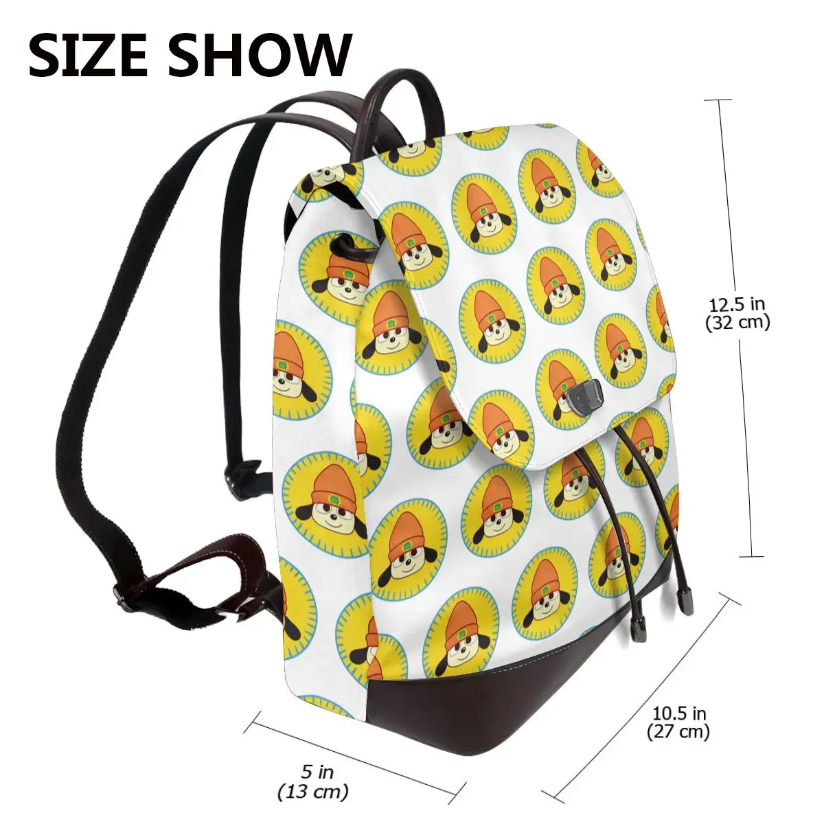 PaRappa The Rapper Patch Bookbag School Student Bags Hiking Travel Daypack for Women Fashion Derma Backpack