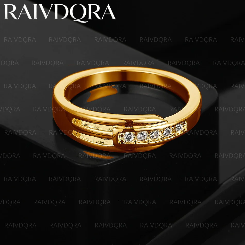 

18K Gold Plated Zircon Wedding Ring For Women and Men Fashion Jewelry Simple Grace Engagement Accessories
