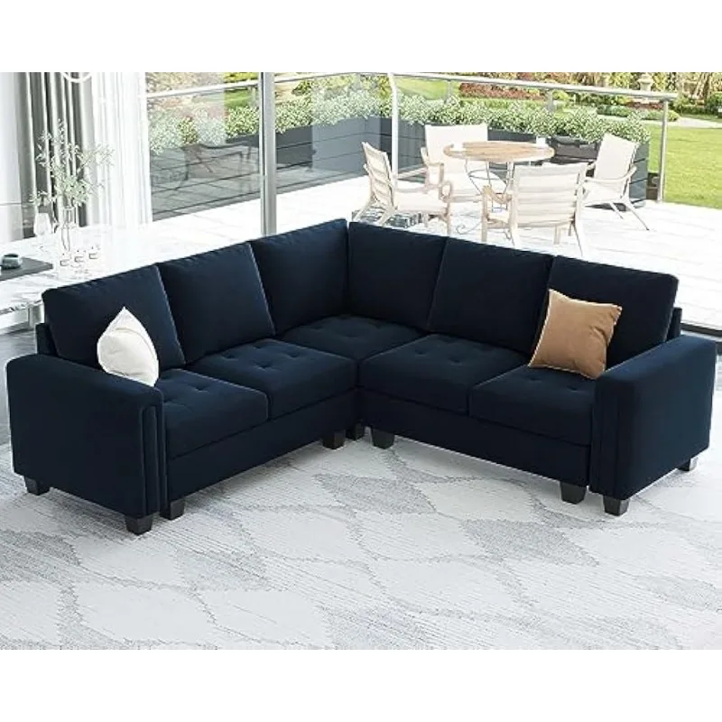 

Модульный секционный диван-трансформер Секционный диван-диван с двусторонним шезлонгом L-образный 4-местный угловой диван-кушетка