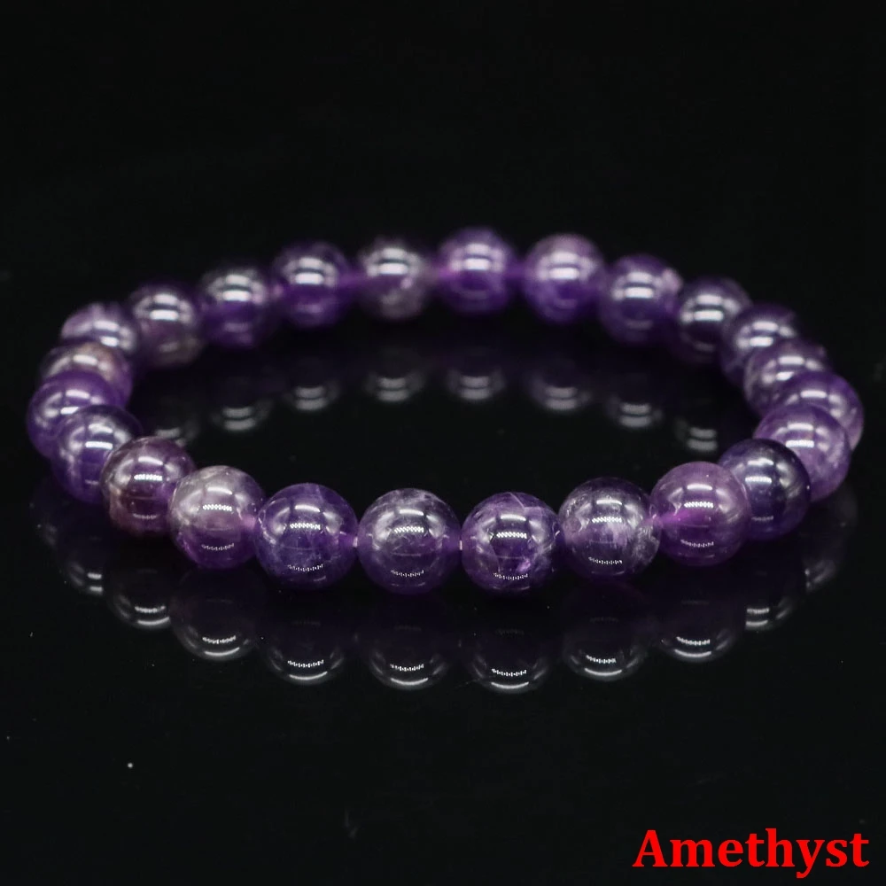 Natural Stone Bracelets For Women Men Gifts Healing Crystal Rose Quartz Amethyst Gemstone Beads Jewelry Agate Elastic Bangle