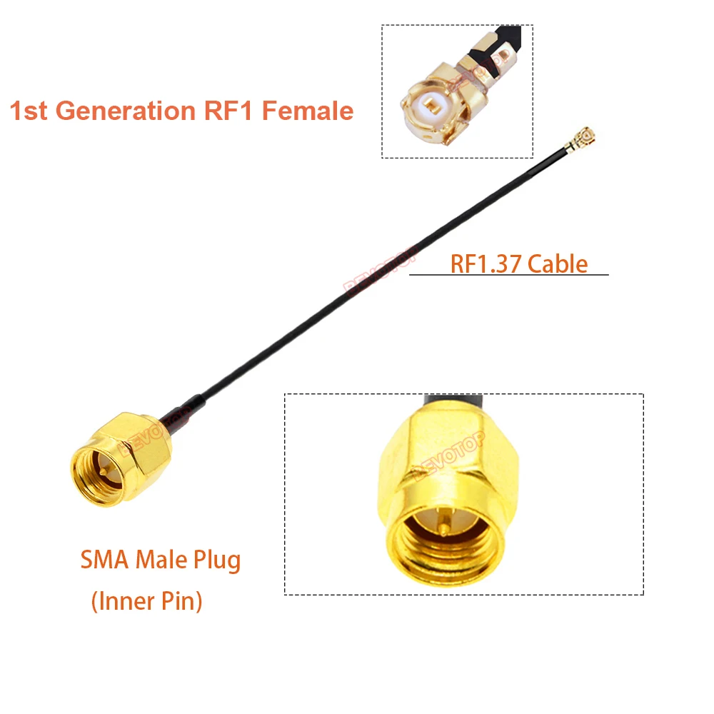 BEVOTOP 10pcs/lot RF1.37 Cable SMA to  Jumper RP-SMA /SMA Male Female to RF1 IPX UFL Female RG1.37 Pigtail WIFI Antenna Jumper