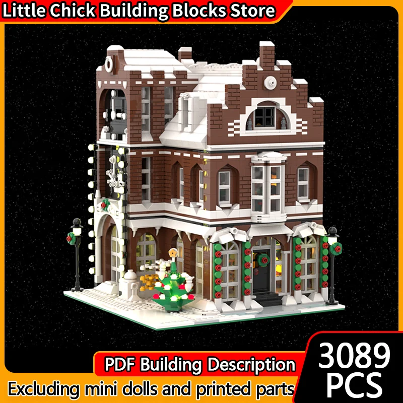 

City Street View Model MOC Building Bricks Winter Italian Bistro Modular Technology Children Holiday Gifts Assemble Toys Suit
