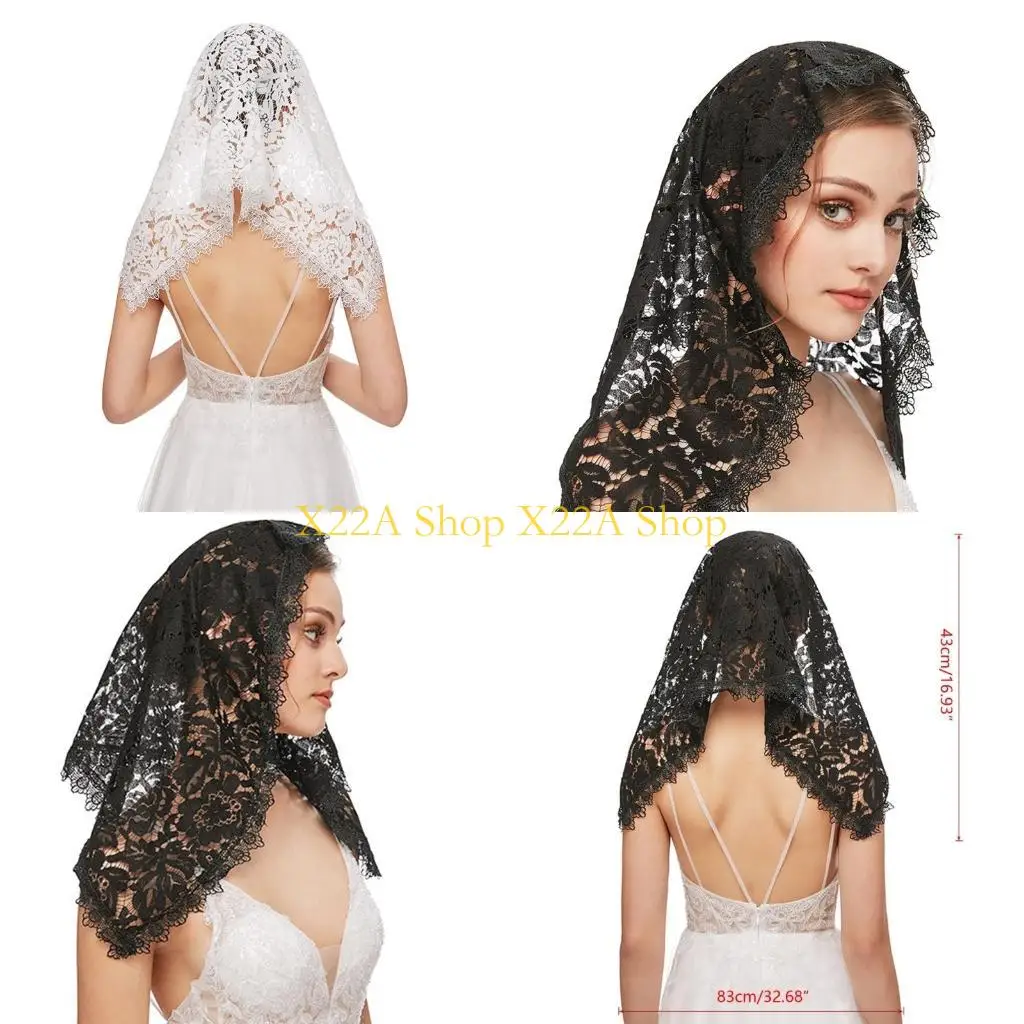 

Unique Lace Mantilla Short Scarf Church Veil Latin Mass Veils for Head Covering for Wom