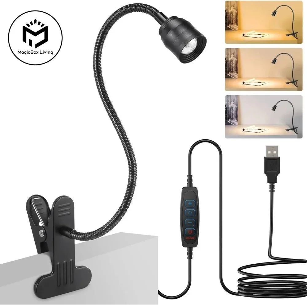 Lampki do czytania LED z możliwością powiększania Lampka do czytania z zaciskiem USB Elastyczna lampka nocna do czytania na gęsiej szyi Regulowana lampka do czytania Studing