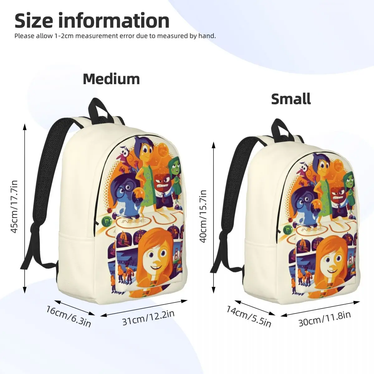 Inside Out Backpack for Preschool Kindergarten School Student Cartoon Movie Bookbag Boy Girl Kids Daypack Travel