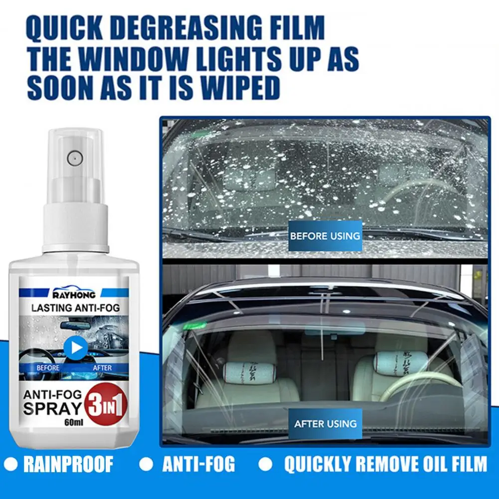 60ml Car Glass Anti-rain Agent Water Repellent Coating Rainproof Nano Super Hydrophobic Coating Spray Windscreen Car Maintenance