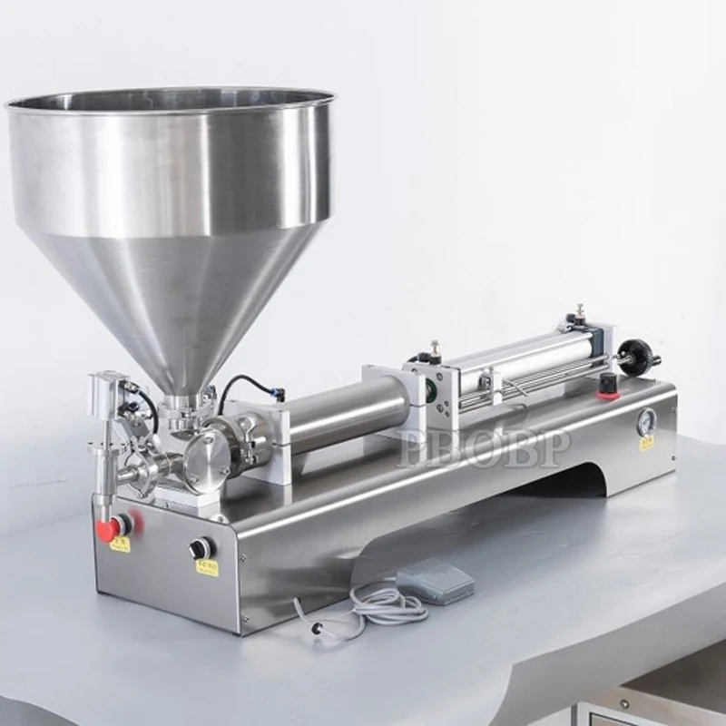 Semiautomatic Liquid Paste Filling Machine With Hopper 30 ml Bottle Drink Glass Grease Filling Machine For Small Pouch