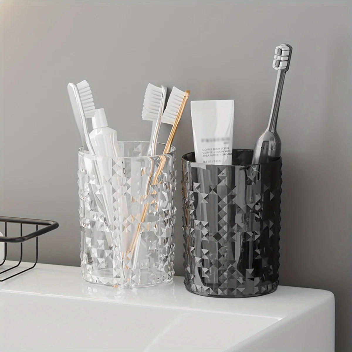 Light Luxury Mouthwash Cup High Appearance Brush Cup Transparent Cup Couple Set Toothbrush Cup Home Wash Cup Glacier Pattern