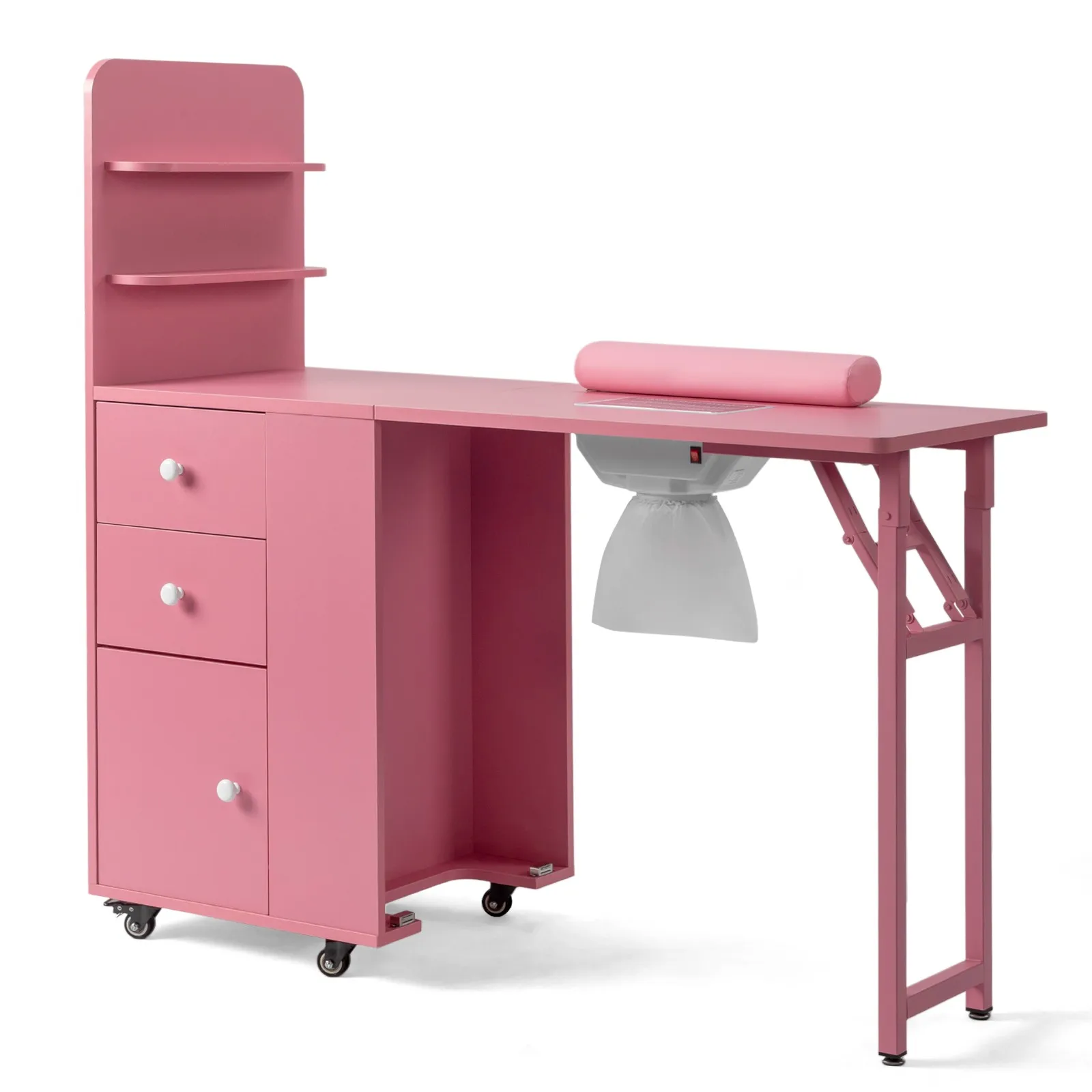 

Foldable Manicure Table for Nail Tech, Nail Desk Station Makeup Storage Table