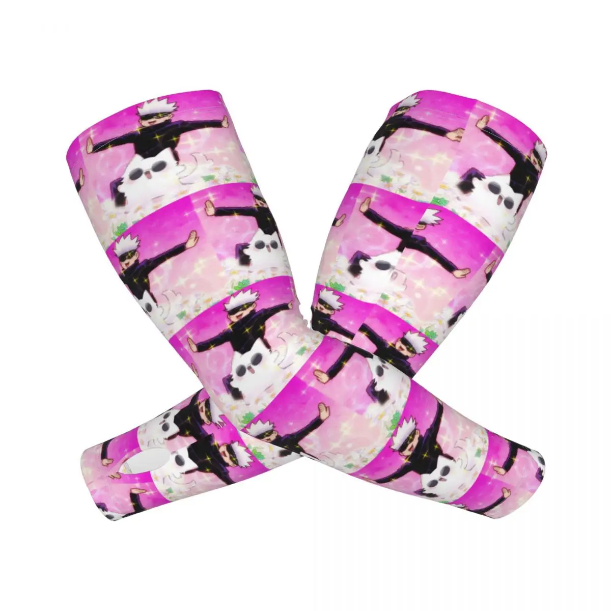 Jujutsu Kaisen Gojo Satoru Mangas de brazo para exteriores Cubierta de protección solar UV Mangas de tatuaje de ciclismo de seda de hielo de verano