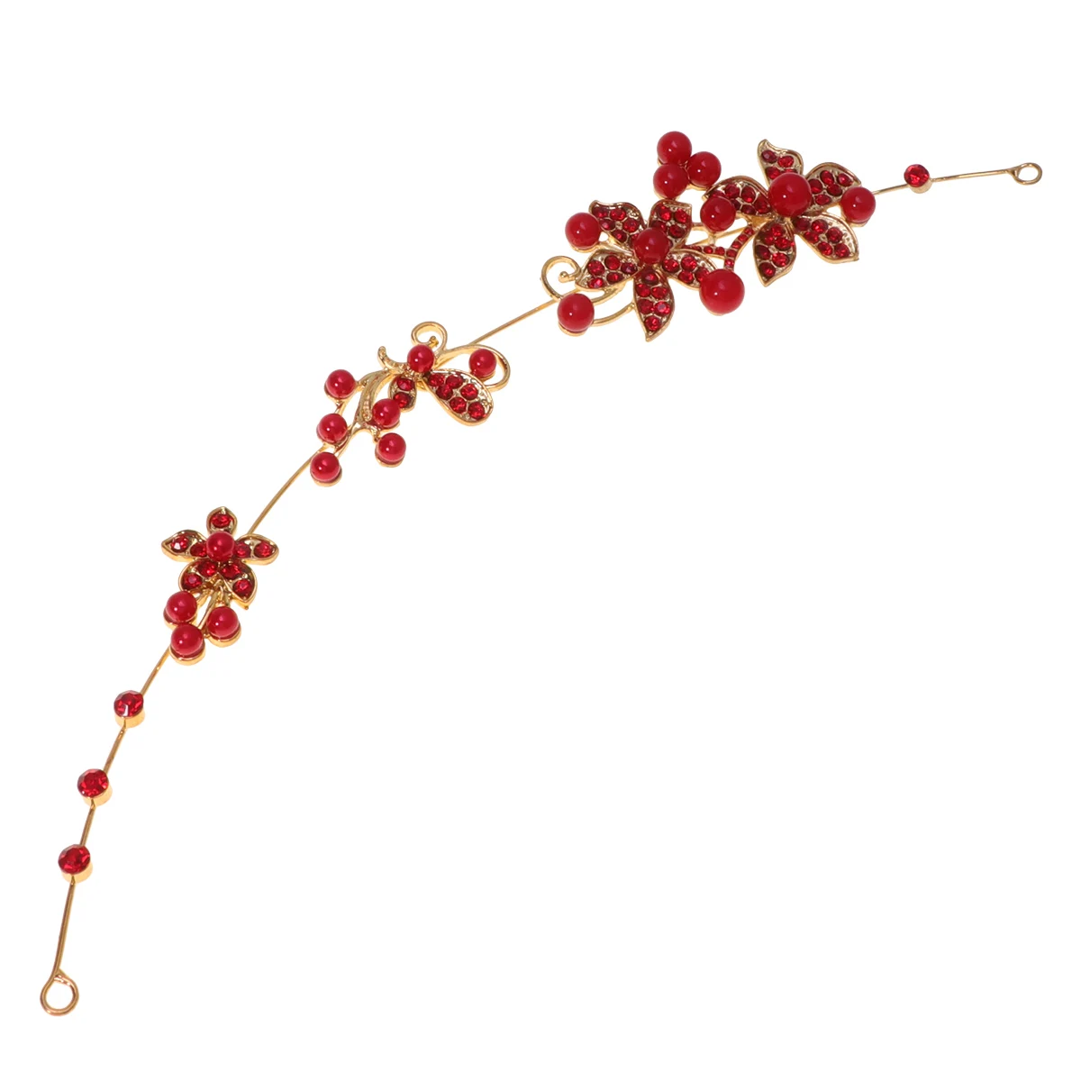 لؤلؤة حجر الراين الزفاف رباط شعر أحمر مرن Frontlet غطاء الرأس الزفاف أغطية الرأس الإبداعية للعروس زفاف خاص