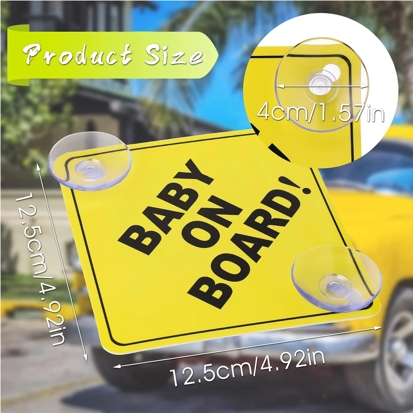 قطعتان من ملصقات الأطفال على اللوحة للسيارات، علامات تحذيرية للأطفال على اللوح مع أكواب شفط، متينة وقوية بدون بقايا #2