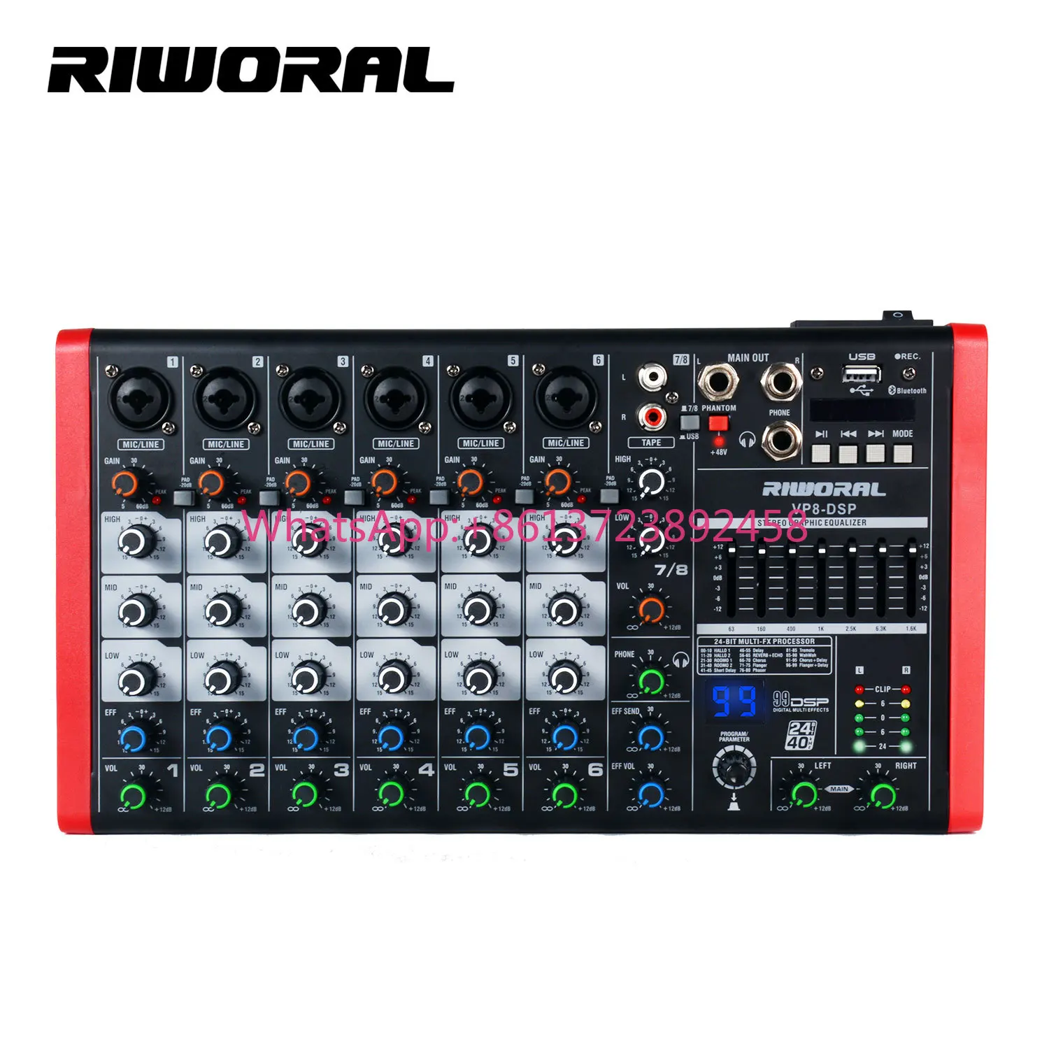 VP8 8-Channel DJ Audio Controller Mixer Metal Studio & Party USB Recording Audio Mixing from China Supplier