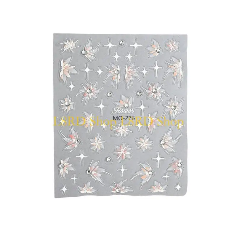 L8rd Decalli fiori autoadesivo 5D Adesivi per unghie con diamanti in rilievo 5D per donne