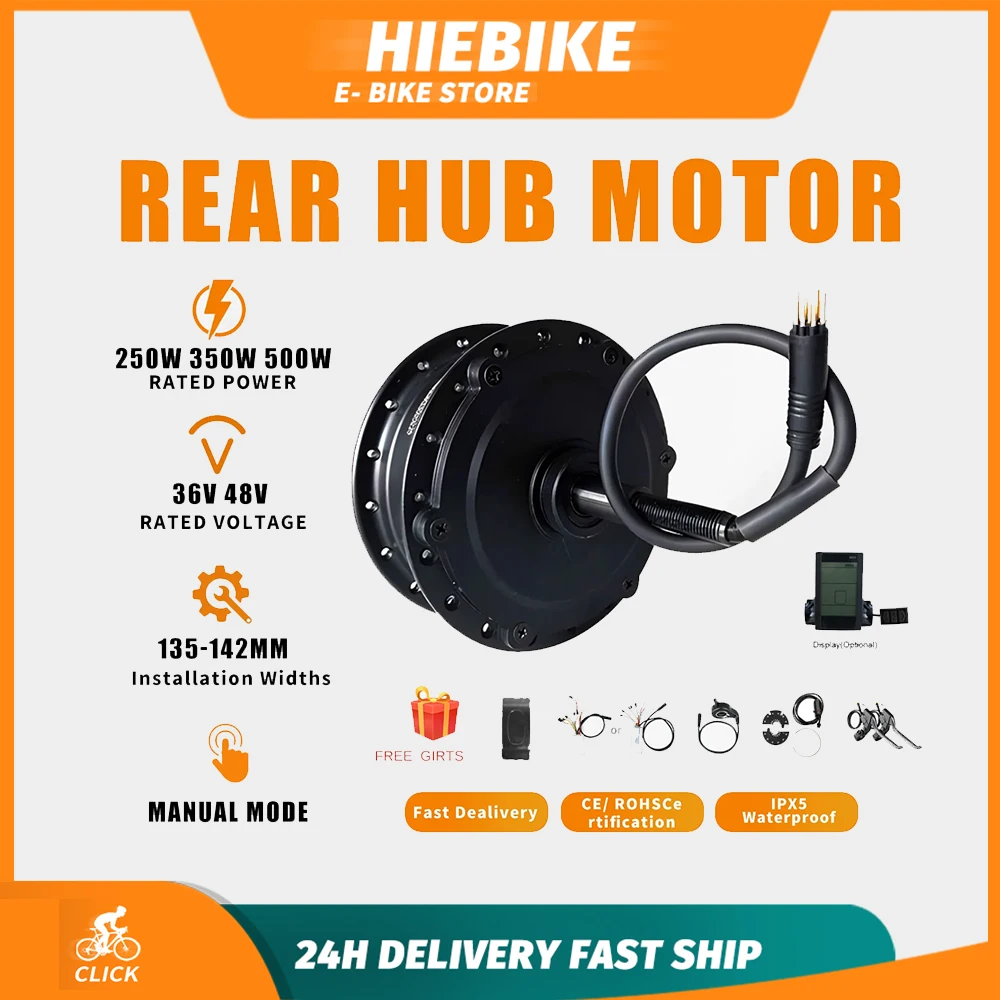 

Rear Hub Motor Kit 36V 48V 250W 350W 500W Hub Motor Ebike Rear Engine Cassette Freewheel Conversion Electric Bicycle Kit