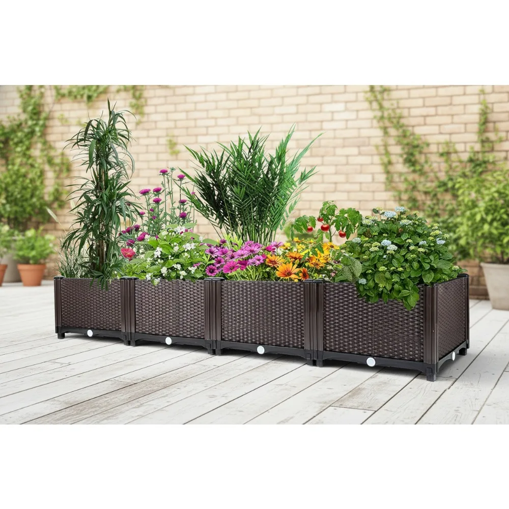 

Large Self-Watering Raised Garden Bed - Deep Elevated Planter Box with Drainage for Patio Balcony Deck