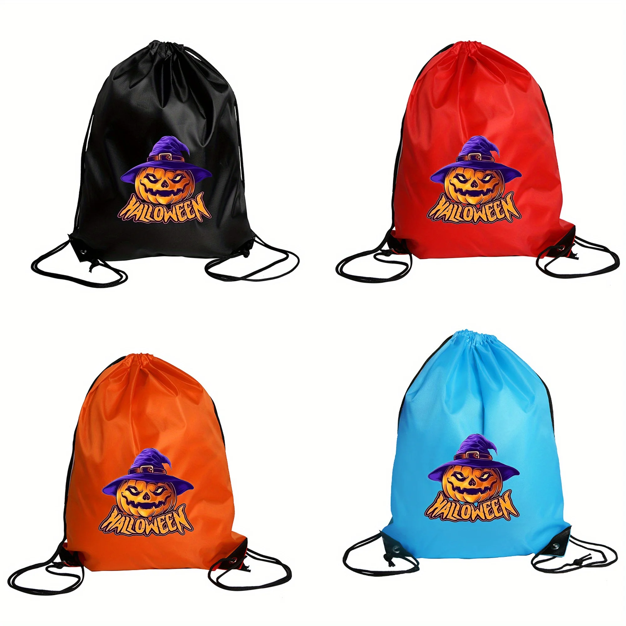 Pumpkin Monster Pattern Double Shoulder Drawstring Backpack Fashion Bag Portable Storage Bag Halloween Gift Bags Candy