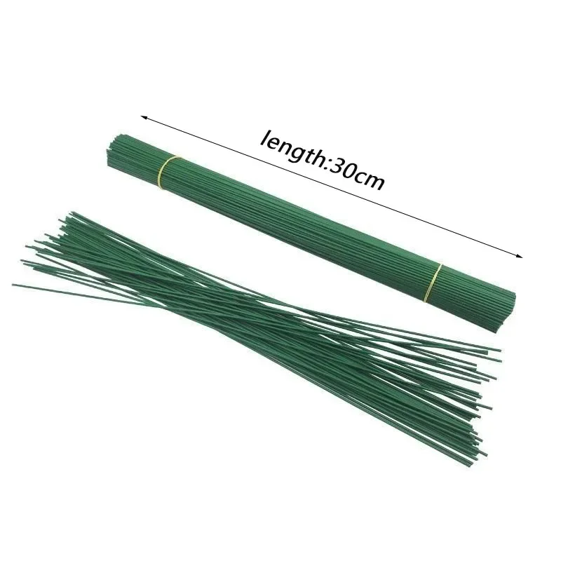 Artificial Flower Stem Wire Flower Pole Rod for diy Chenille Stems Stick Simulation Flower Material With Green Floriculture Tape