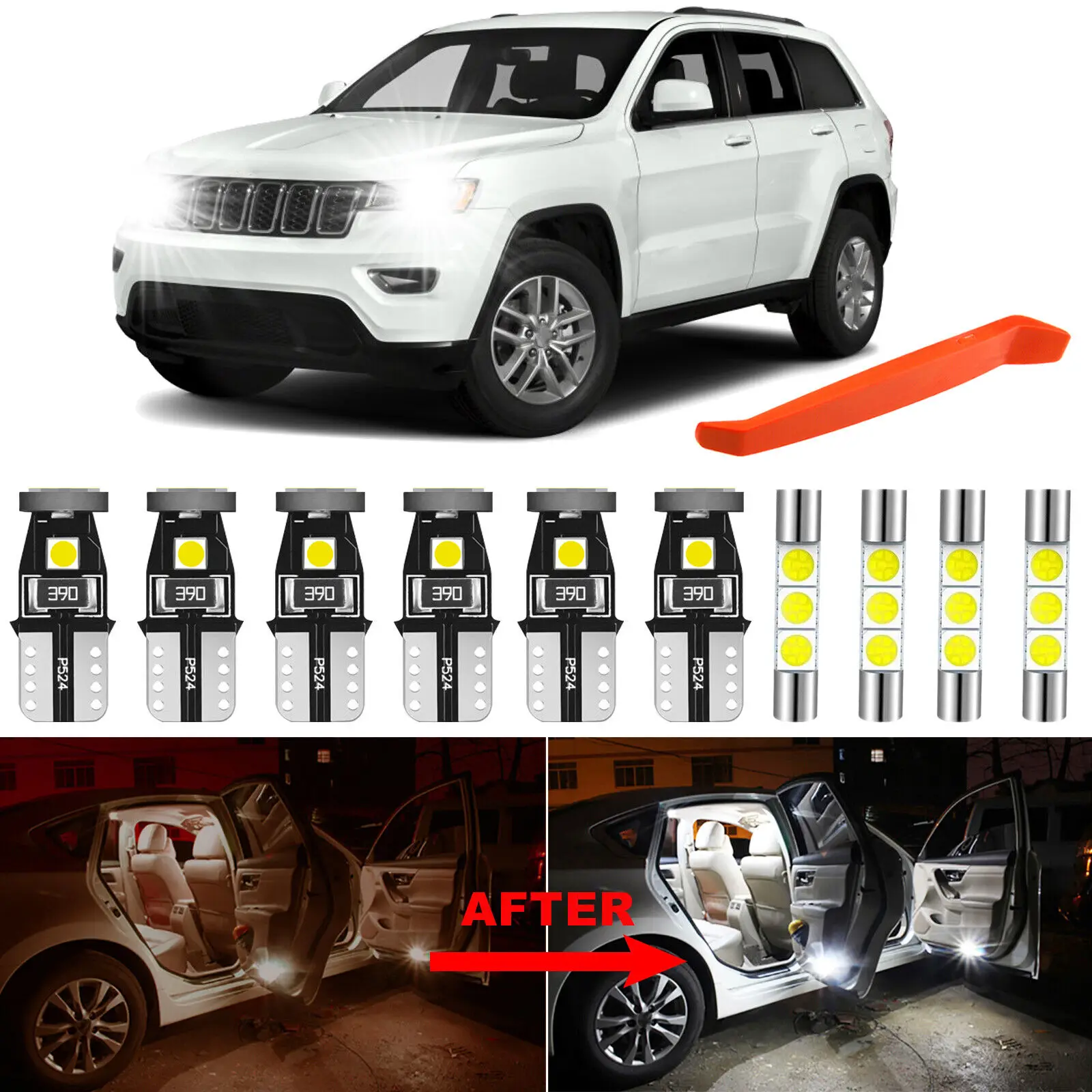 

Winetis 15Pcs 6000K White LED Interior Lights Bulbs Kit for 2011-2020 Jeep Grand Cherokee + Free Tool