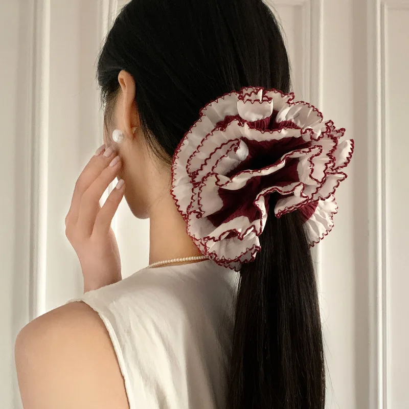 Women's New Scunchies Korean Style Lace Blue Large Intestine Hair Band Cute Headband High Ponytail Large Hair Band Headaccessory view 2