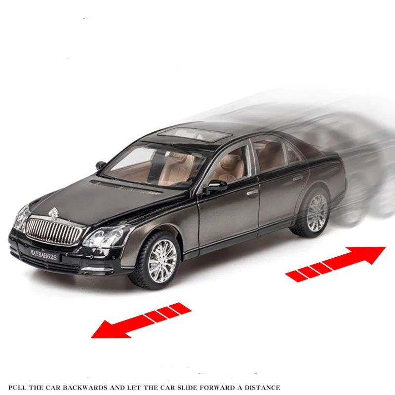 XLG 1:24 Maybach 62S S600 Metal Car Model Diecast Alloy High Simulation Car Models Inertia Toys For Children Difts