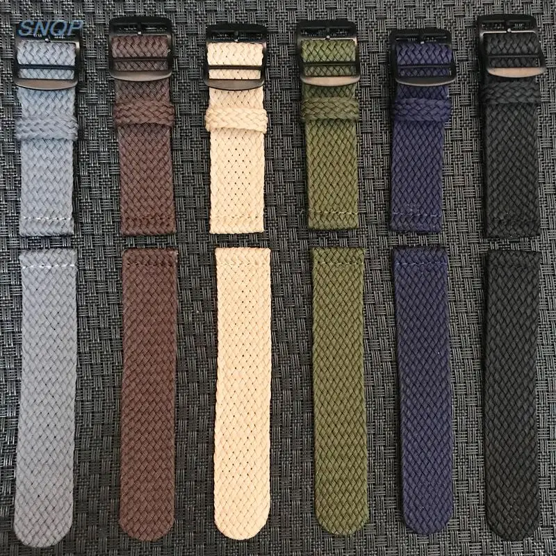 20mm 22mm Black Navy solid color for perlon woven nylon watchbands Bracelet fabric woven Watch Strap Band Black Buckle Belt