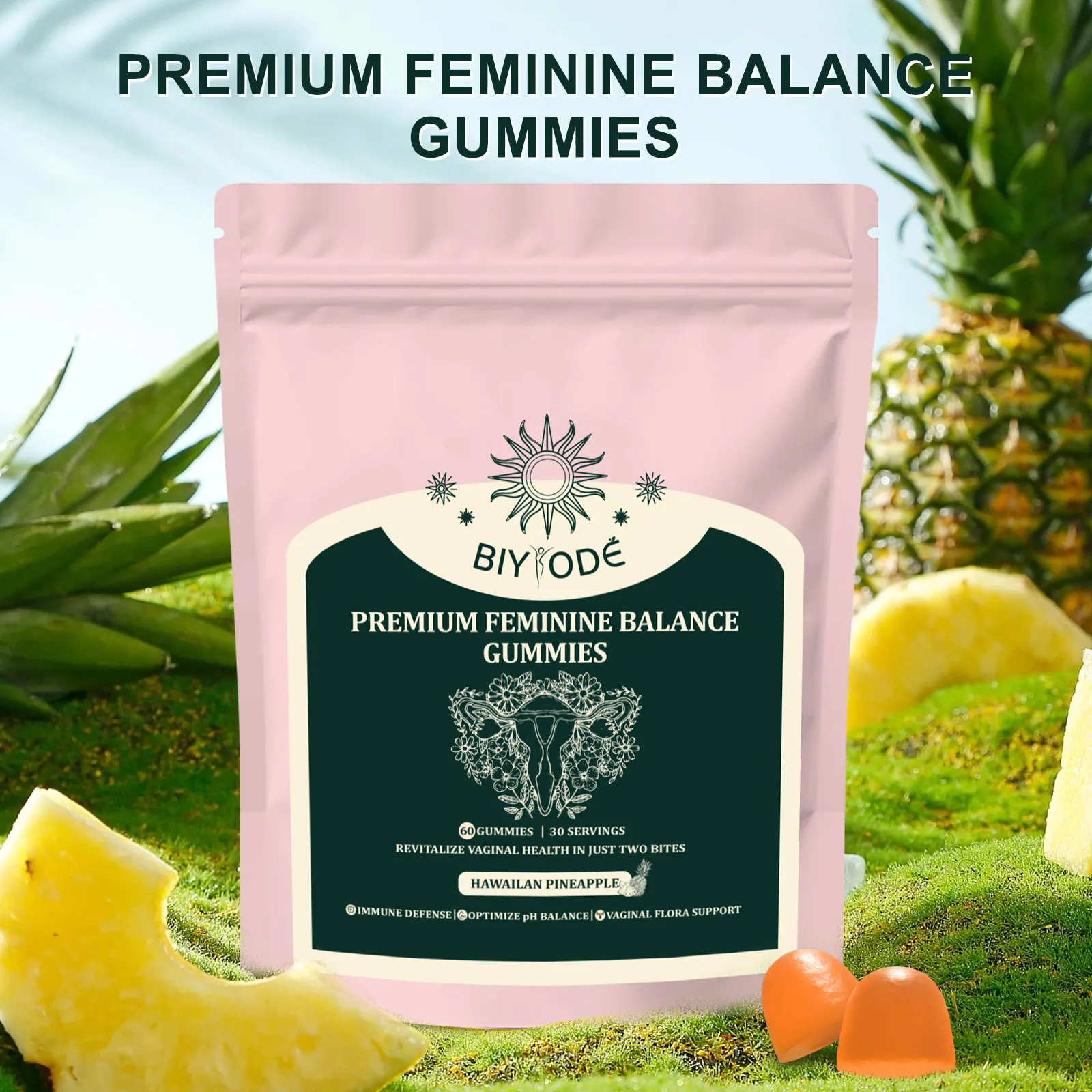 

Женские жевательные жевательные конфеты премиум-класса для женщин — пробиотик для женщин, аромат гавайского ананаса, поддерживает жизненную силу и баланс PH