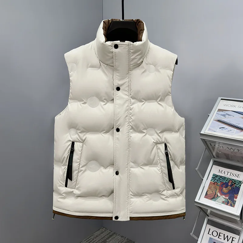 

Autumn and Winter Men's Vest Solid Color Vest Korean Version of The Trend Brand Thick Warm Vest Large Size Sleeveless Coat