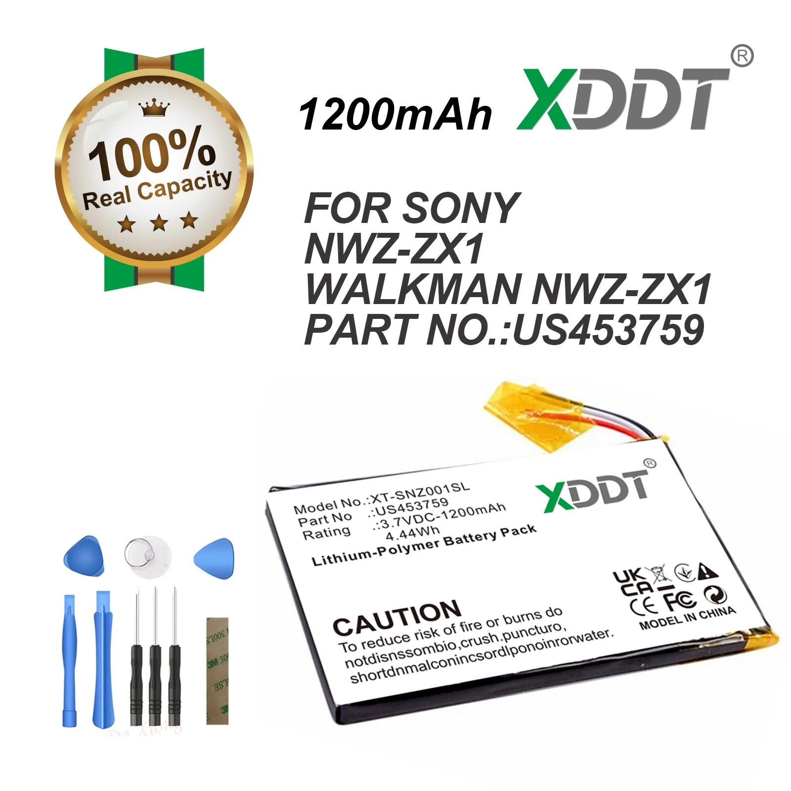 

Аккумулятор XDDT Media Player 3.7V/1200mAh US453759 для Sony NWZ-ZX1 Walkman, MDR-HW700DS