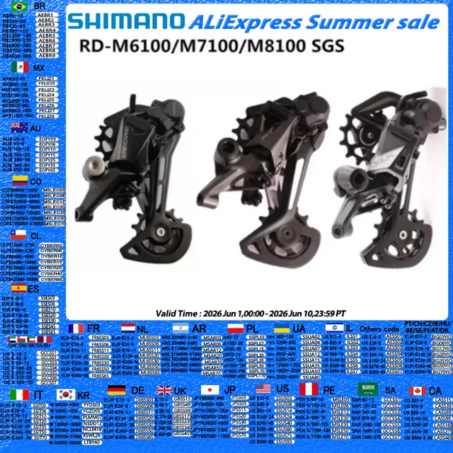 SHIMANO XTR M9100 XT M8100 M8120 SLX M7100 M7120 Deore M6100 SGS 12S Przerzutki tylne z długim klatkiem Przerzutka do rowerów górskich SGS MTB