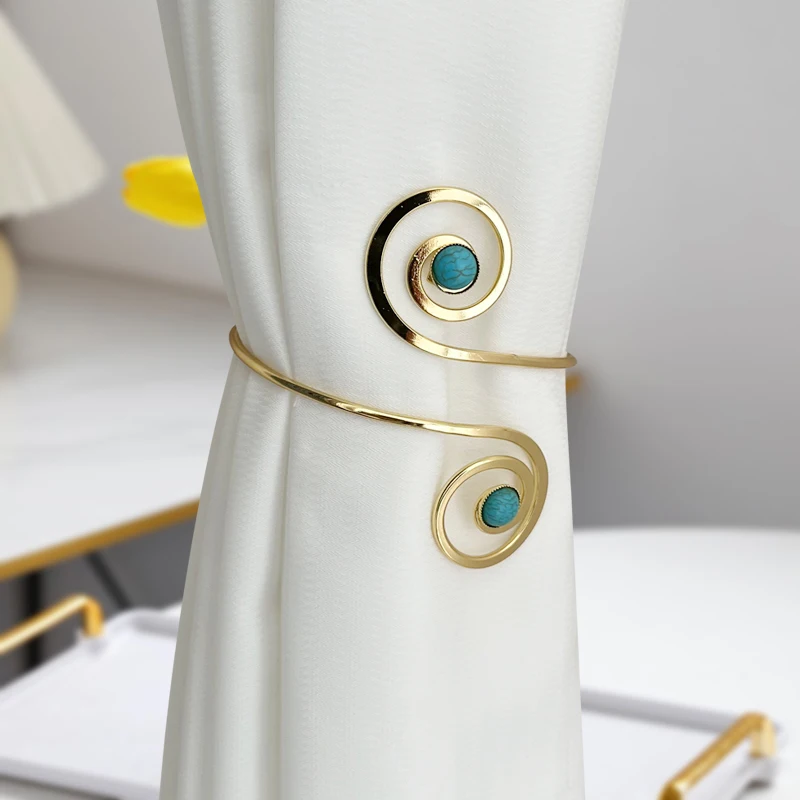 Turquoise-Inspired Modern Curtain Clips - Minimalist Alloy Ties for Living/Bedroom, Luxury Clip-On Drapery Holders
