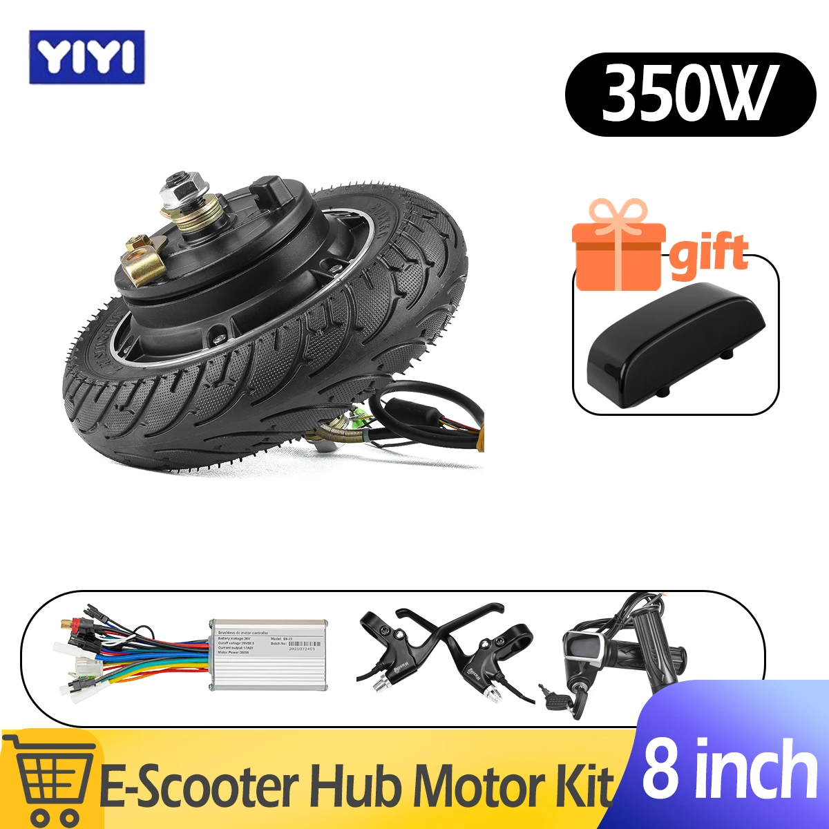 

8 Inch Electric Scooter Hub Motor 24V/36V/48V 350W Brushless Motor with Cut-off Power Brake Controller E-Scooter Conversion Kit