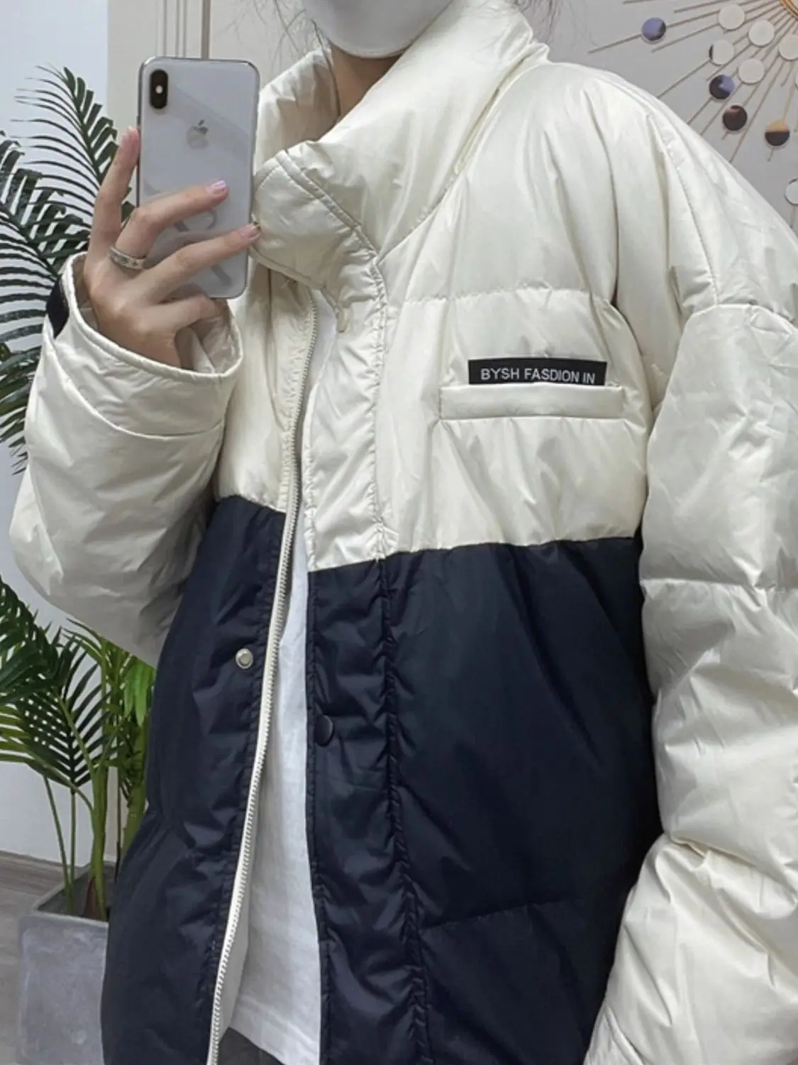 

plus Size 300 Pou Patchwork Color down Cotton Jaet Outerwear ex Winter Korean Sle Ins Thiened Loose Bread Coat