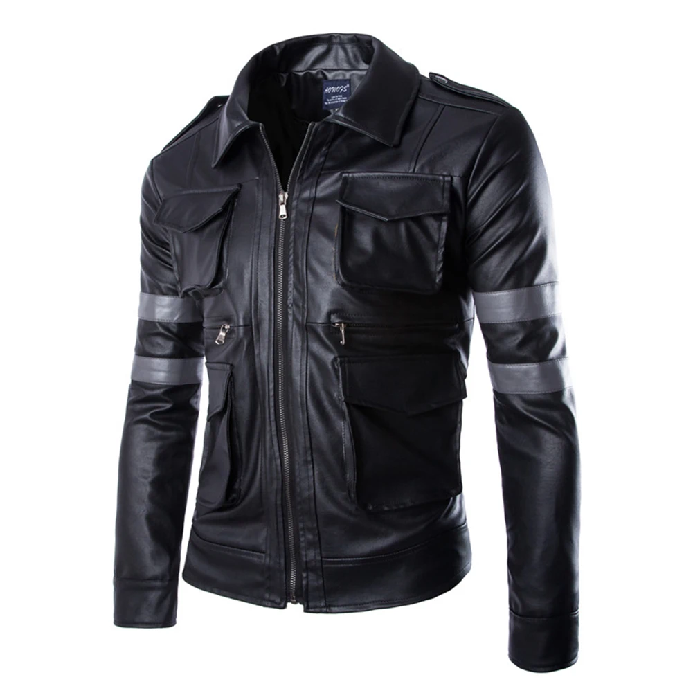 Leon Kennedy Cosplay Jacke Männer Kostüm Spiel Bewohner 4 Rollenspiel Fantasia Outfits lässig Pu Ledermantel Mann Halloween