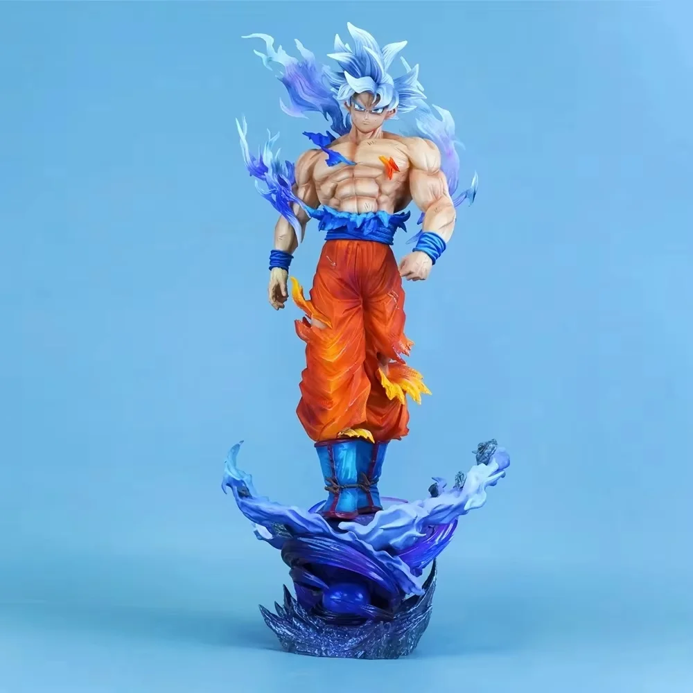 Dragon Ball Anime 42 cm/16,54 Zoll Ultra Instinct Goku PVC-Actionfigur, Desktop-Ornament, Sammlermodell, Spielzeug, Geschenke für Fans