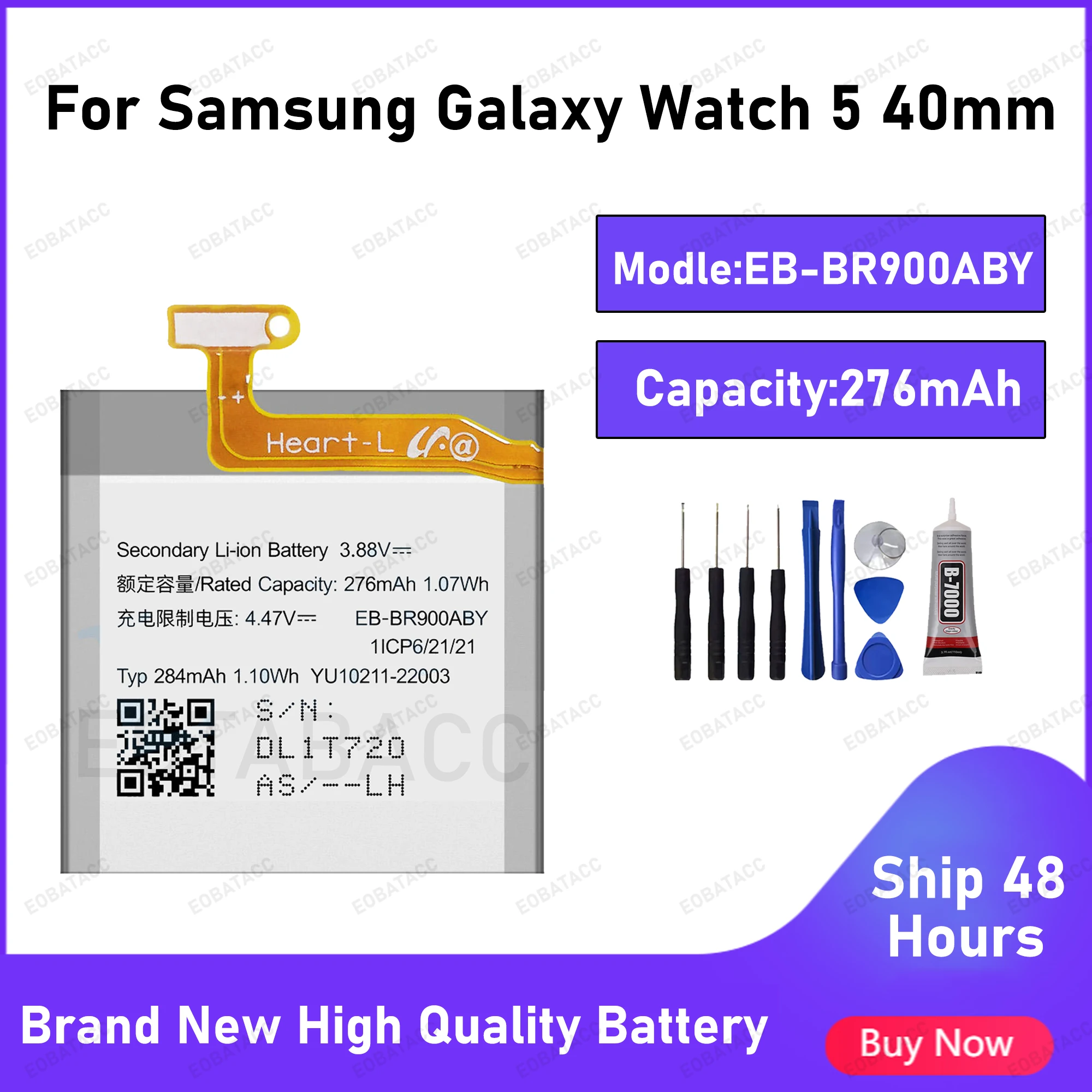 

2025 Years EOBATACC 100% Brand New EB-BR900ABY battery For Samsung Watch 5 40mm Battery Batteries+Free Tools