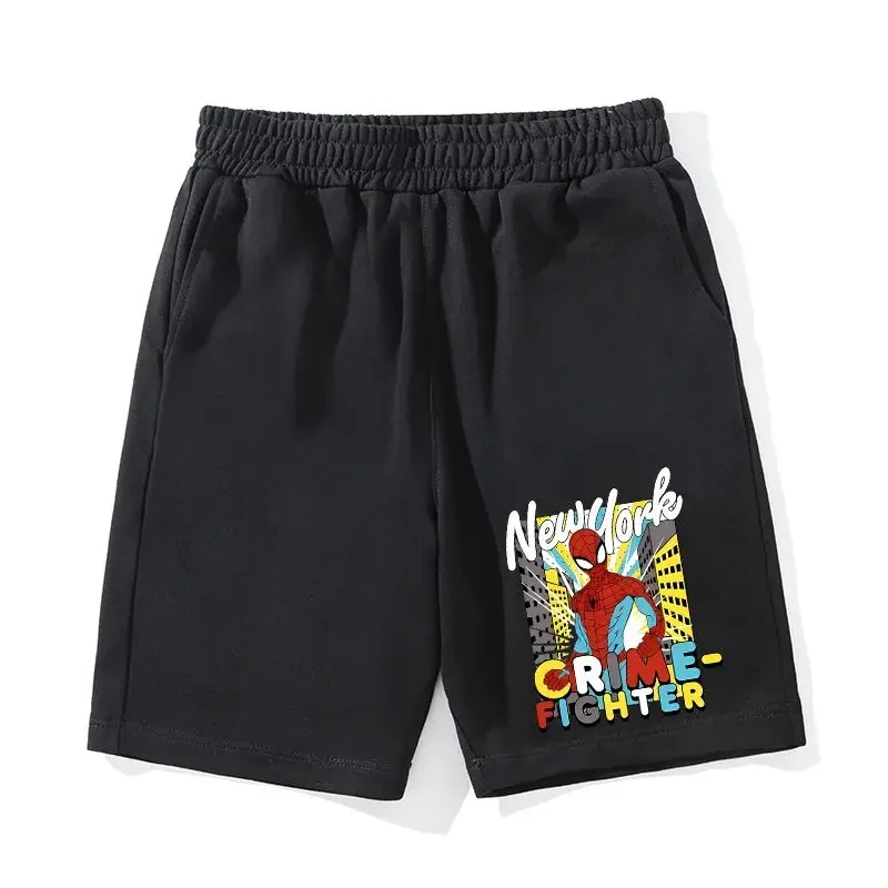 Marvel Spider-Man pantalones cortos conjuntos verano 2025 nuevos pantalones periféricos bidimensionales pantalones medianos