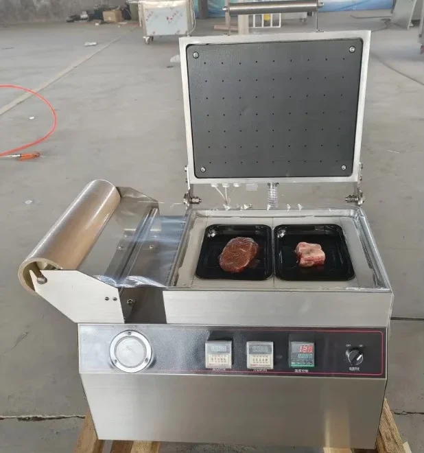 Automatic vacuum skin packaging machine, deli sandwich sausage steak packaging sealing machine vacuum packaging machine