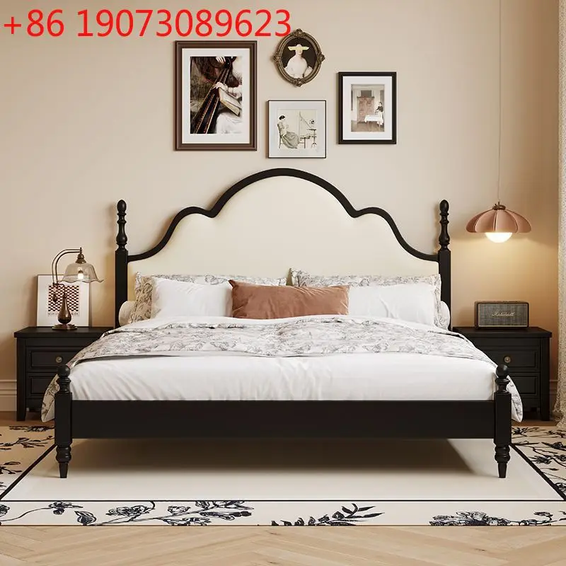 

Американская деревянная кровать в стиле ретро, двуспальная, 1,5 метра, антикварная, современная, с мягкой обивкой, для главной спальни, класса люкс, с местом для хранения, свадебная кровать