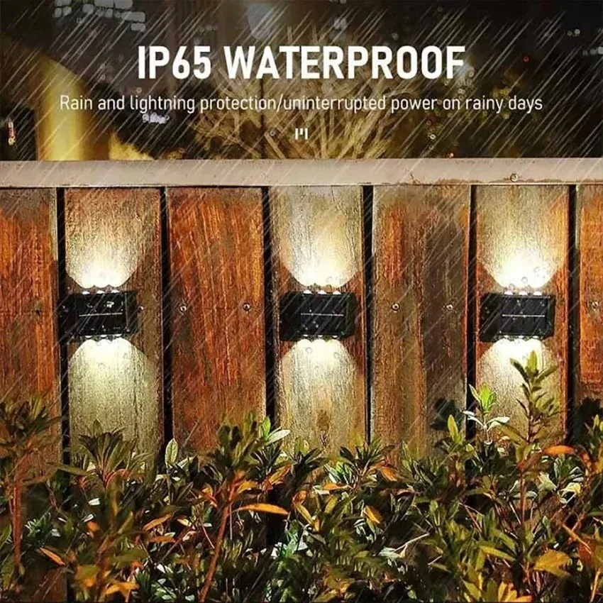 10/8/6/4/2 LED Solar Wall Lamp Outdoor Waterproof Up and Down Luminous Lighting for Garden Fence Decoration Sunlight Light