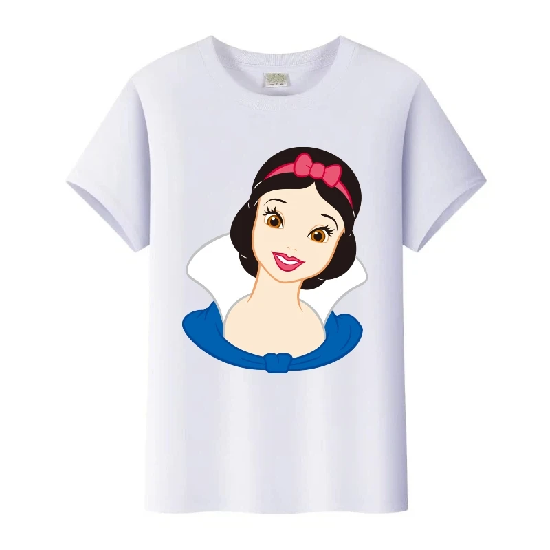 

Футболки с графикой «Принцесса Белоснежка» Диснея, женская футболка с круглым вырезом, семейные блузки для девочек, детская футболка, уличная одежда, свободные топы