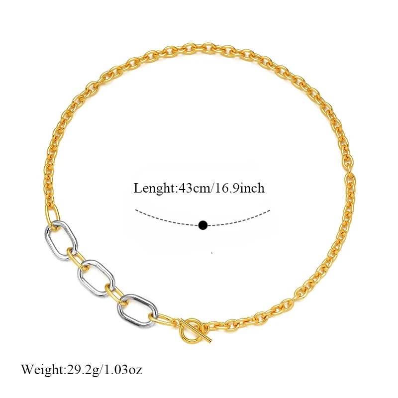 EILIECK 316L Edelstahl Minimalismus Zweifarbige Ovale Halskette für Frauen PVD-beschichtet Glatte Gedrehte Halskette Schmuck Geschenk – Detail 18