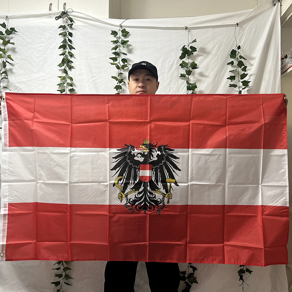 （TIKI FLAG）Austria Eagle National Flags 90*150cm polyester Banners with Coat of Arms Austrian Emblem Country Flag