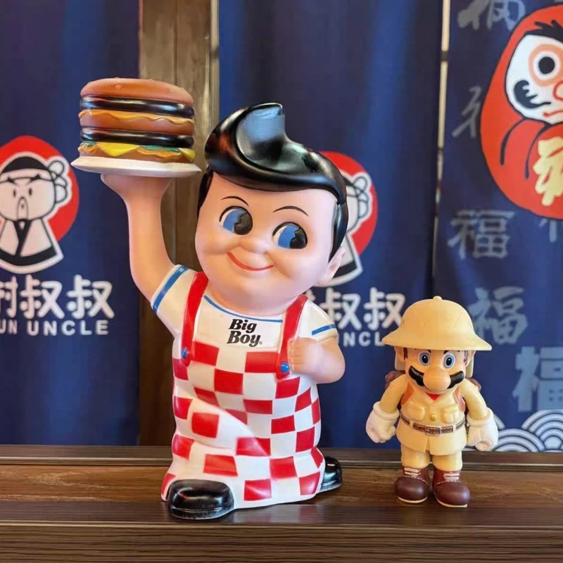 17 cm Bobs Big Boy Anime Figure Coin Box Modello Doll Classic Cartoon Decor Action Figures Da Collezione B-Boy Hamburger Piggy Bank