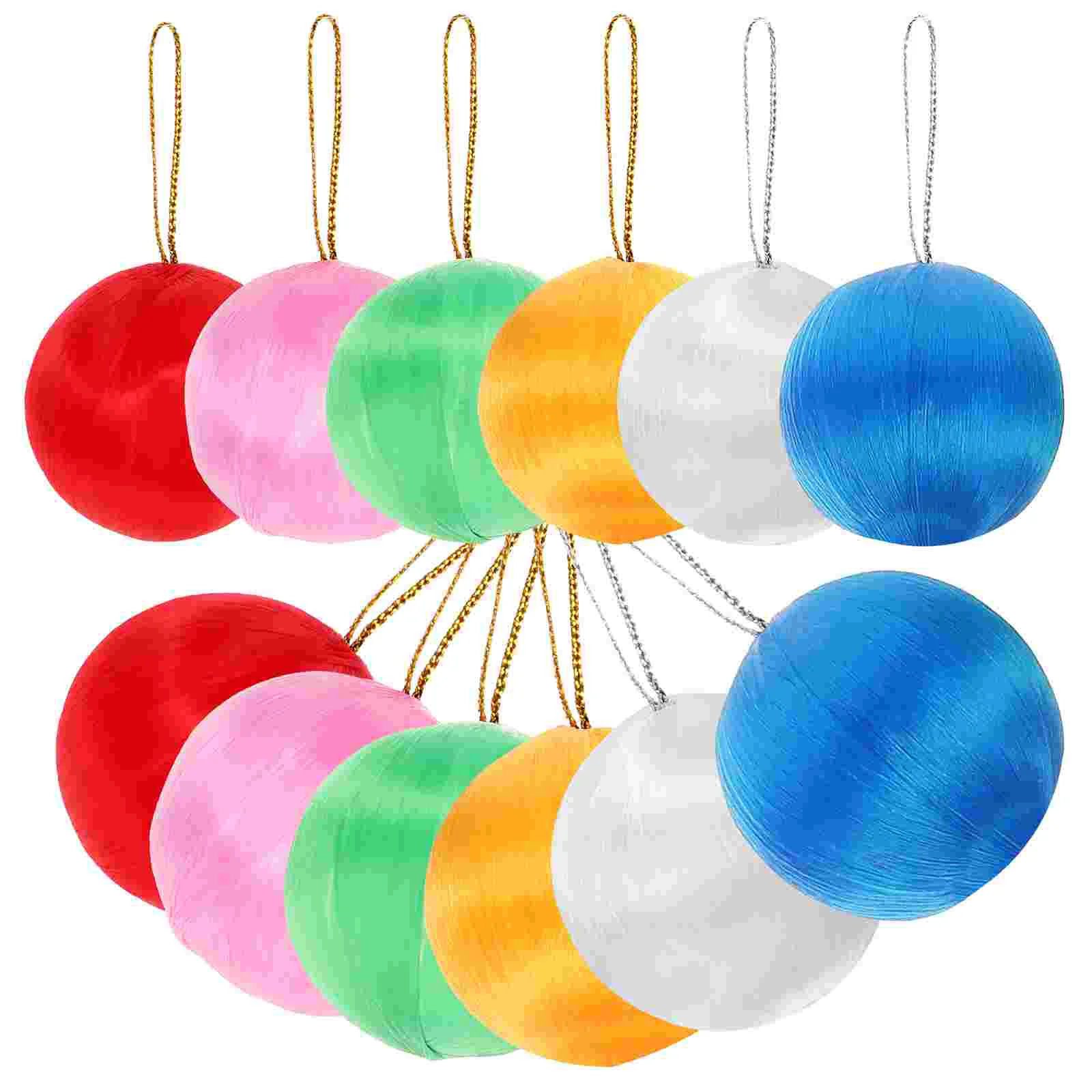 30 Pcs Christmas Snow Globe Pendant Silk Thread Ball Ornaments Colored Lights Decoration Colorful Snowball